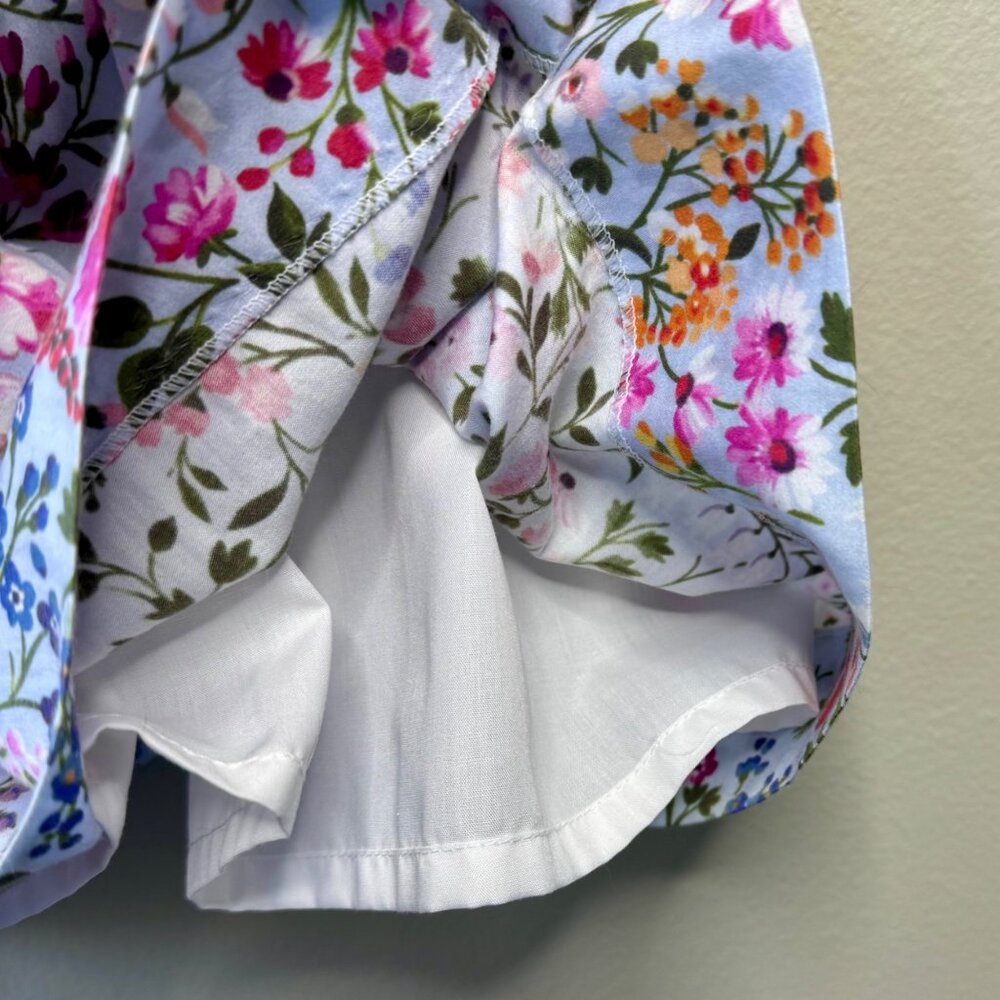 OSCAR DE LA RENTA Floral Dress Girls 8 Cotton Ruffle Neck Spring Summer Flowers - Picture 6 of 8